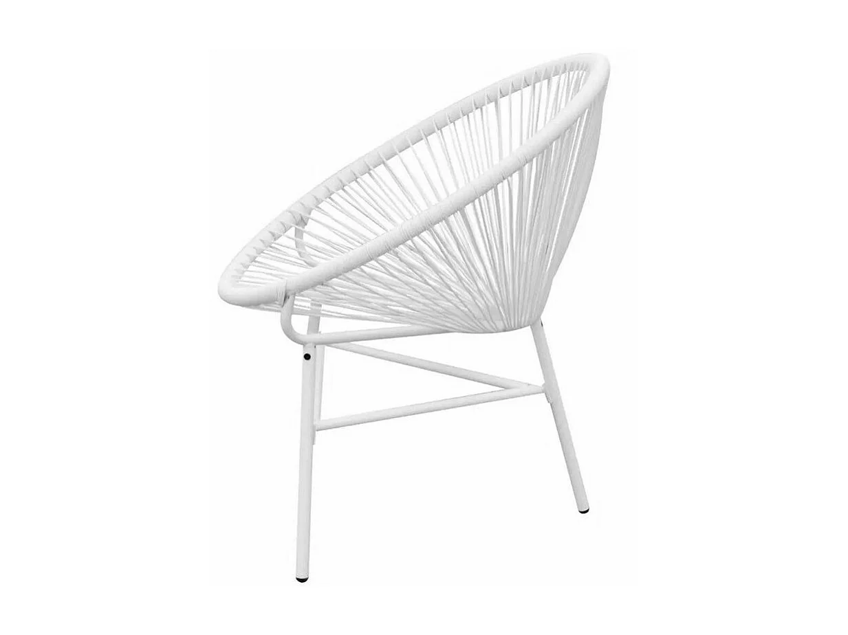 Chaise de jardin resine tressée et métal blanc Roela