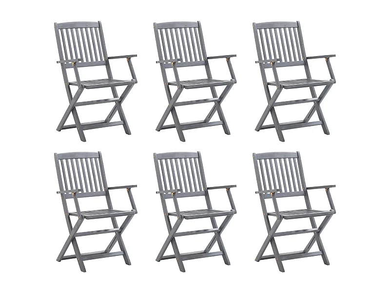 Chaises pliables d'extérieur 6 pcs Bois d'acacia solide 2
