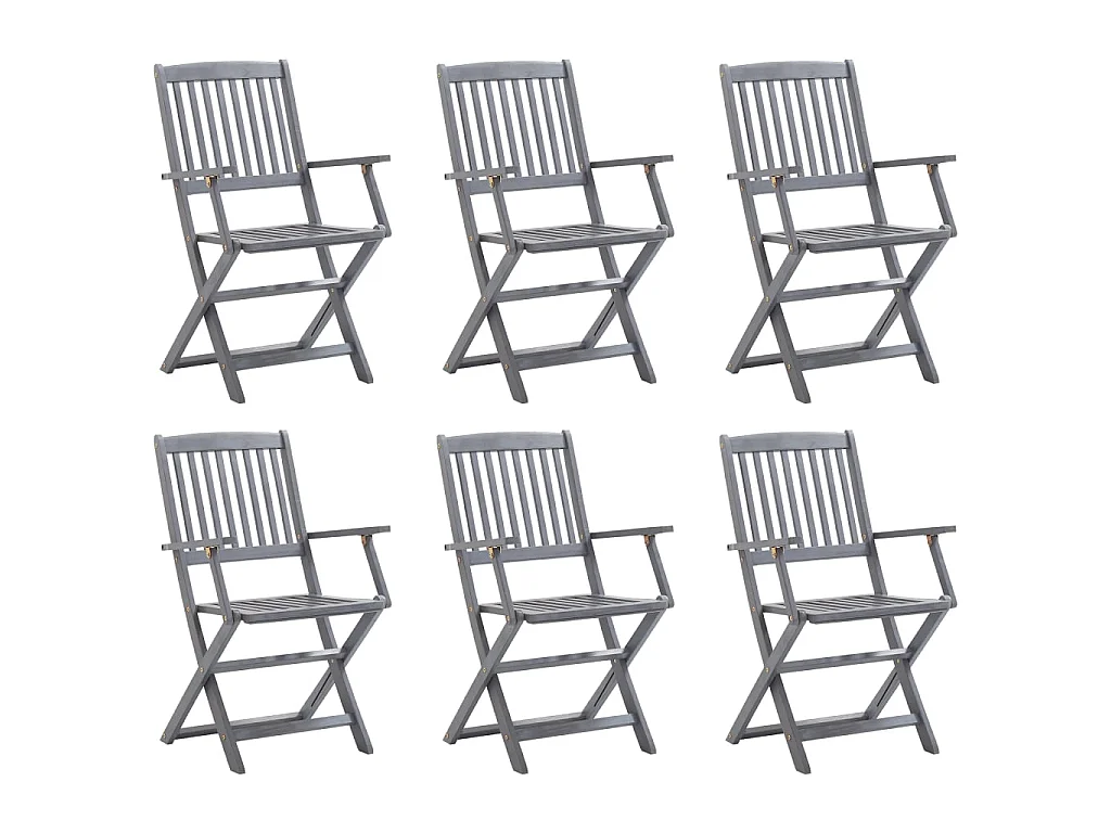 Chaises pliables d'extérieur 6 pcs Bois d'acacia solide 2