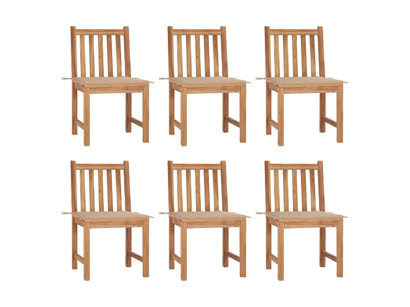 Chaises de jardin 6 pcs avec coussins Bois de teck massif 27