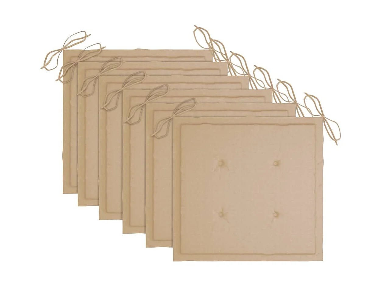 Chaises de jardin 6 pcs avec coussins Bois de teck massif 27