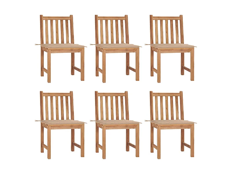 Chaises de jardin 6 pcs avec coussins Bois de teck massif 27
