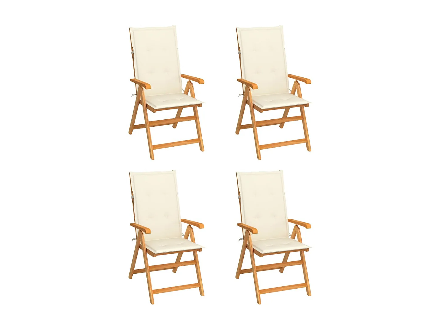 Chaises de jardin 4 pcs avec coussins crème Bois de teck massif