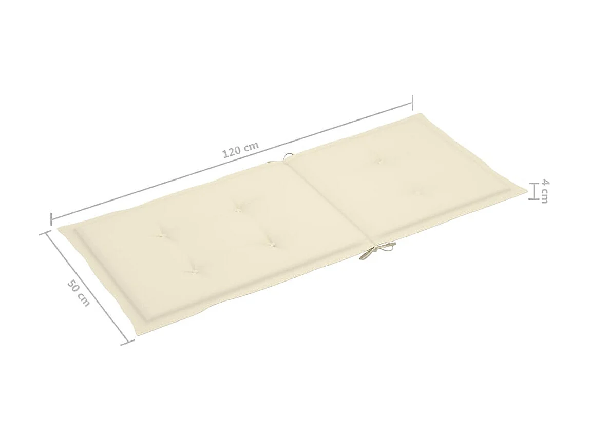 Chaises de jardin 4 pcs avec coussins crème Bois de teck massif