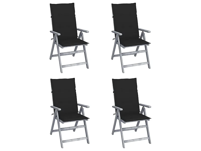 Chaises inclinables de jardin 4 pcs avec coussins Bois d'acacia 32