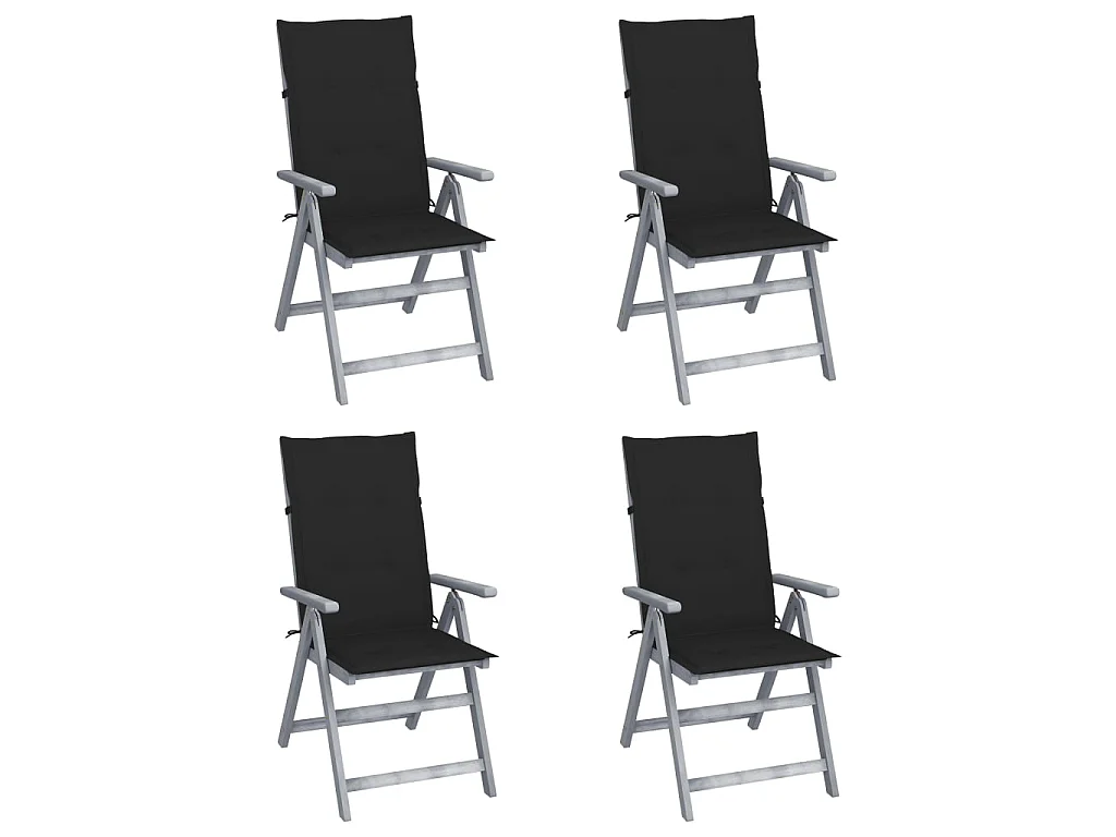 Chaises inclinables de jardin 4 pcs avec coussins Bois d'acacia 32
