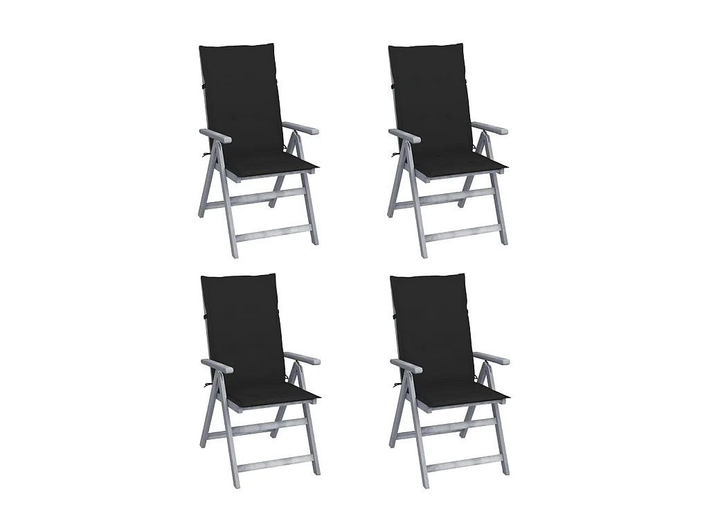 Chaises inclinables de jardin 4 pcs avec coussins Bois d'acacia 32