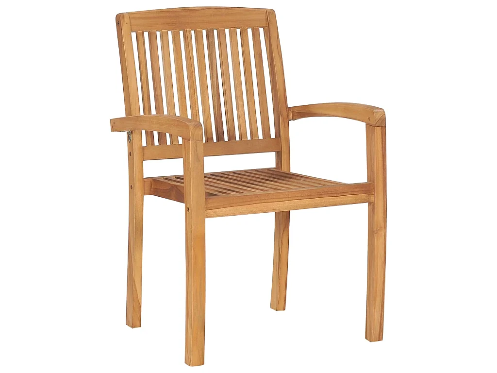 Chaises de jardin empilables avec coussins 4 pcs Teck solide 29
