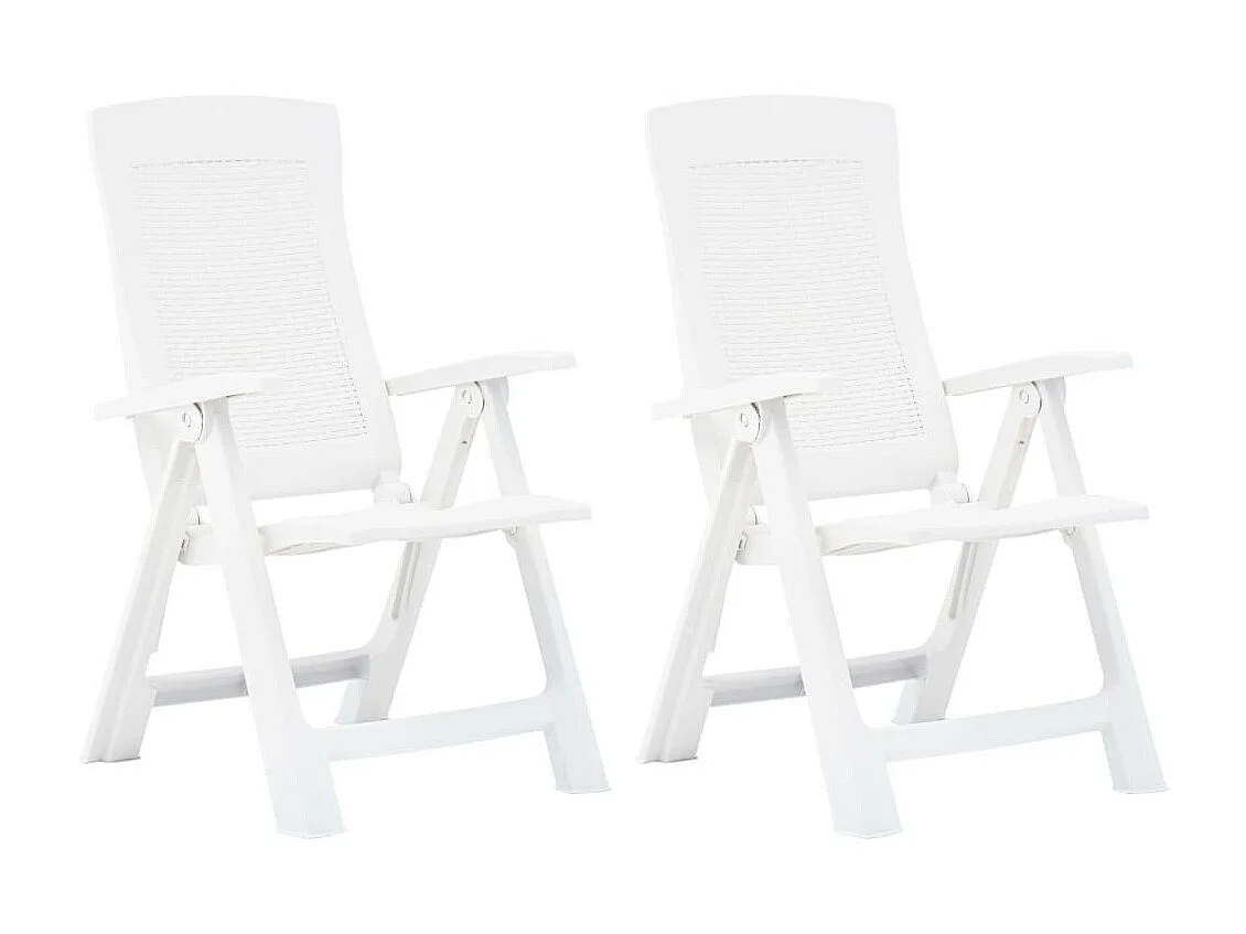 Chaises inclinables de jardin 2 pcs Plastique Blanc 2
