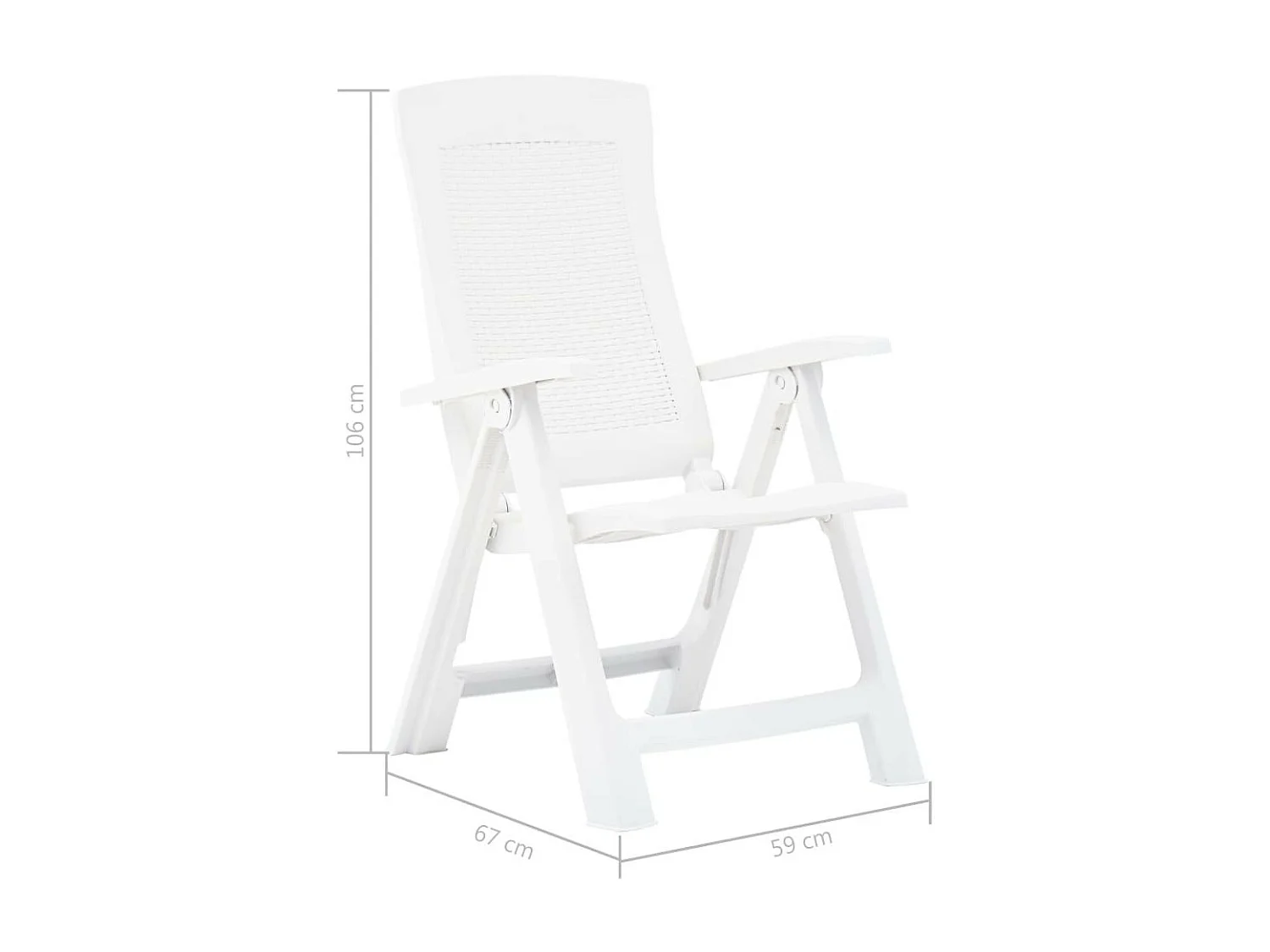 Chaises inclinables de jardin 2 pcs Plastique Blanc 2