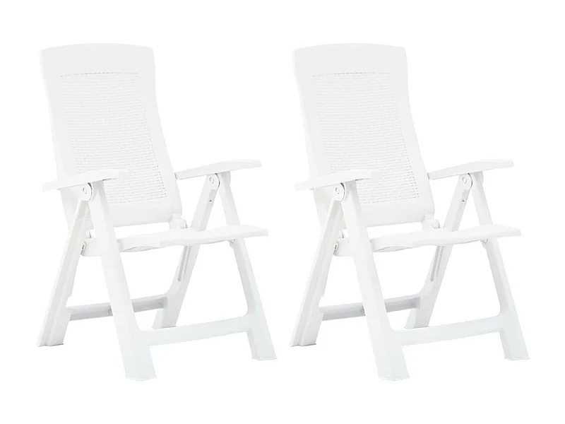 Chaises inclinables de jardin 2 pcs Plastique Blanc 2
