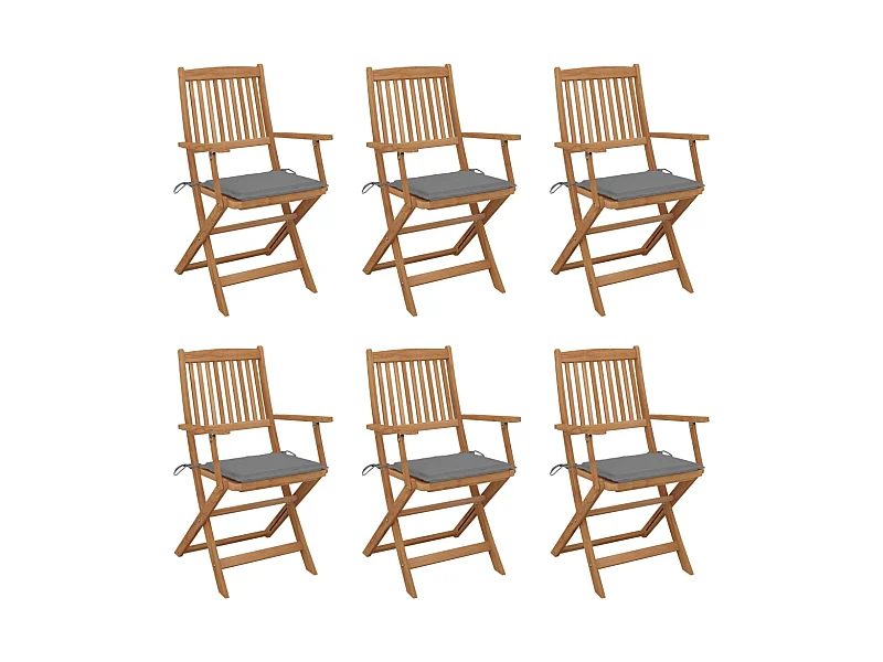 Chaises pliables de jardin 6 pcs avec coussins Bois d'acacia 5