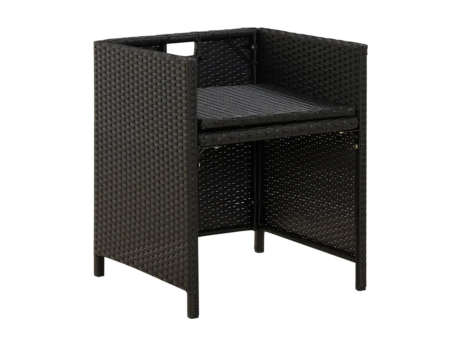 Chaises de jardin avec coussins 4 pcs Résine tressée Noir 2