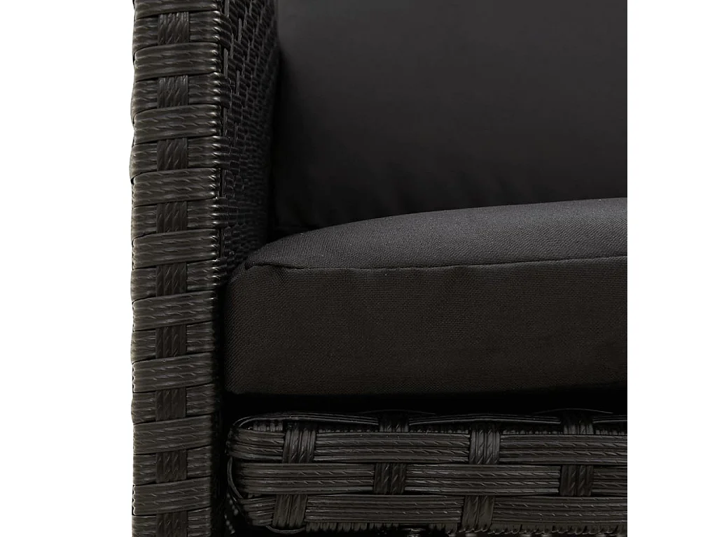 Chaises de jardin avec coussins 4 pcs Résine tressée Noir 2