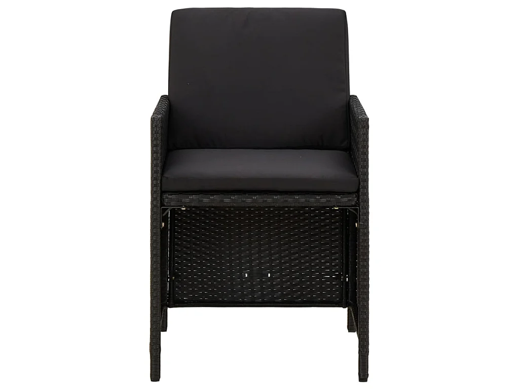 Chaises de jardin avec coussins 4 pcs Résine tressée Noir 2