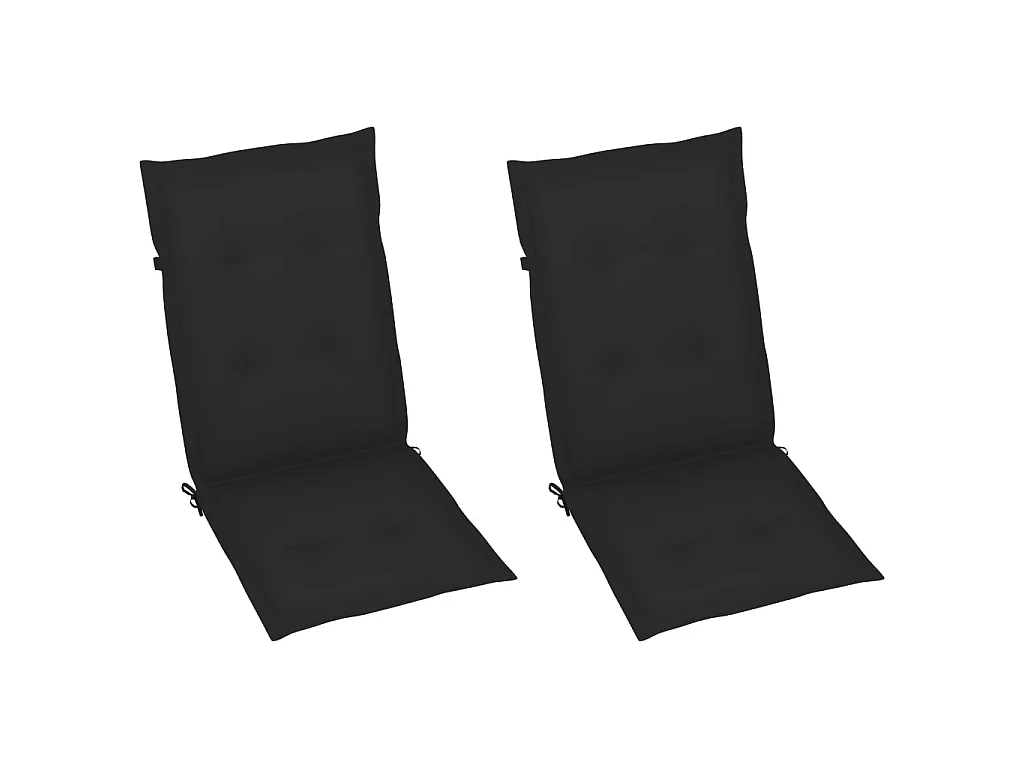 Chaises de jardin 2 pcs avec coussins noir Bois de teck massif 8