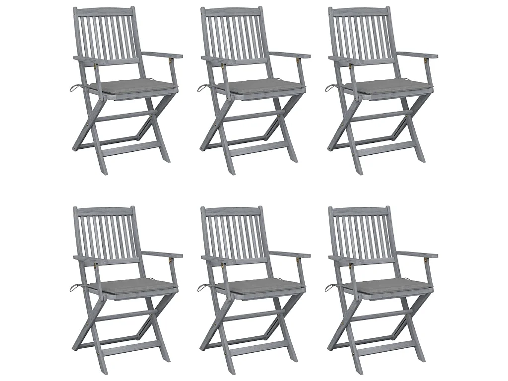 Chaises pliables d'extérieur 6 pcs avec coussins Bois d'acacia 30