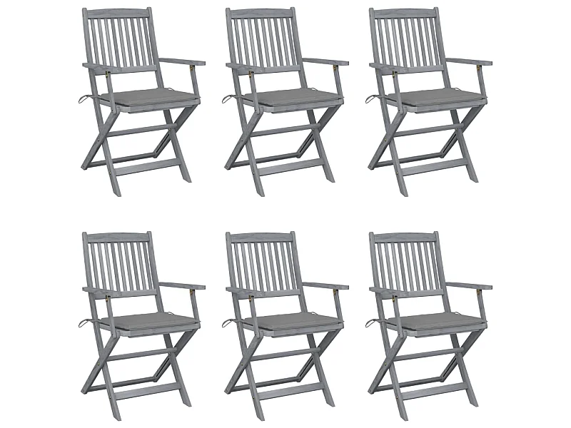 Chaises pliables d'extérieur 6 pcs avec coussins Bois d'acacia 30