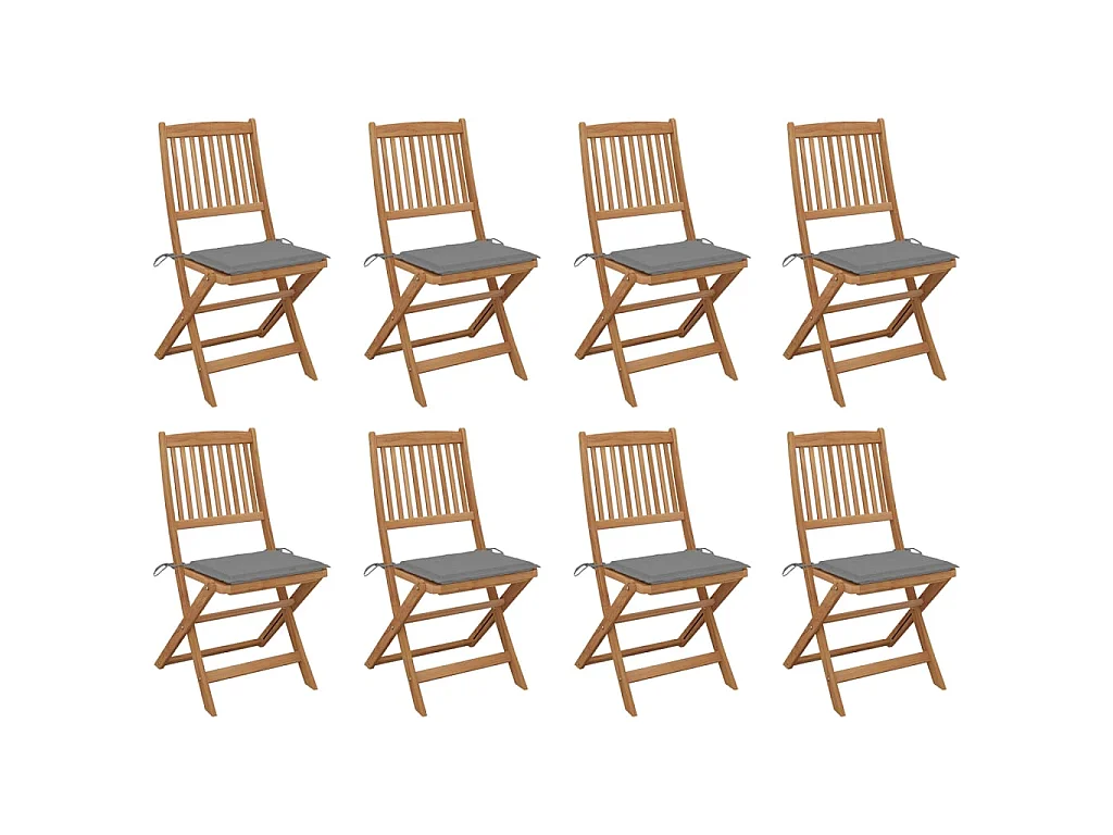 Chaises pliables d'extérieur avec coussins 8 pcs Bois d'acacia 13
