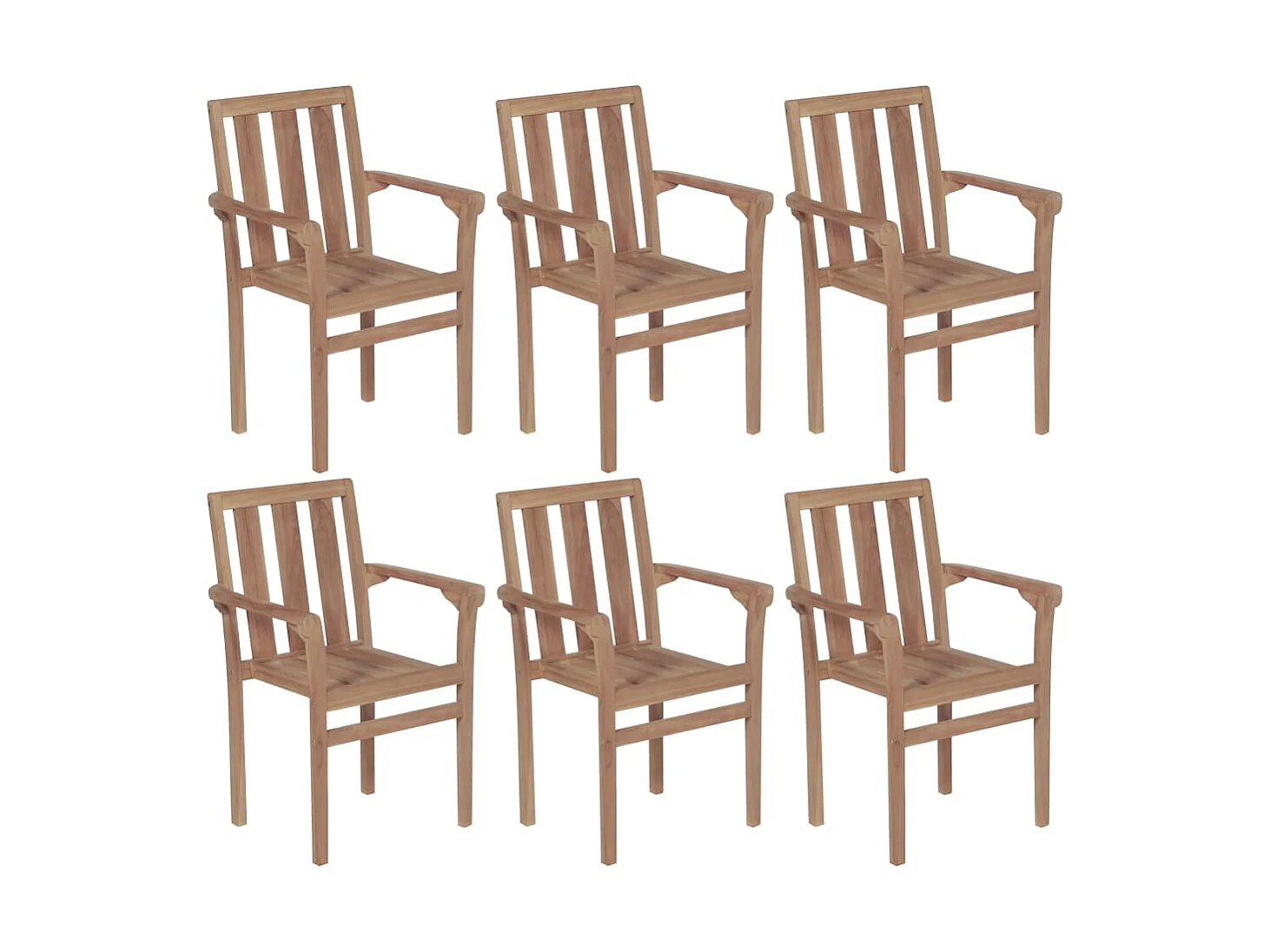 Chaises de jardin empilables 6 pcs Bois de teck solide 2