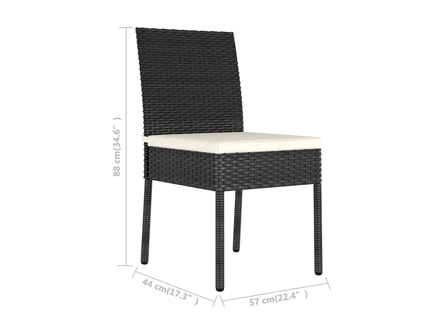 Chaises de salle à manger de jardin 2 pcs Résine tressée Noir