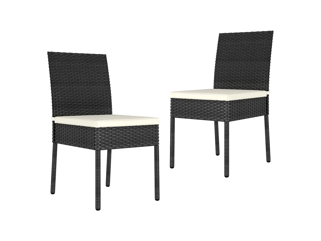 Chaises de salle à manger de jardin 2 pcs Résine tressée Noir