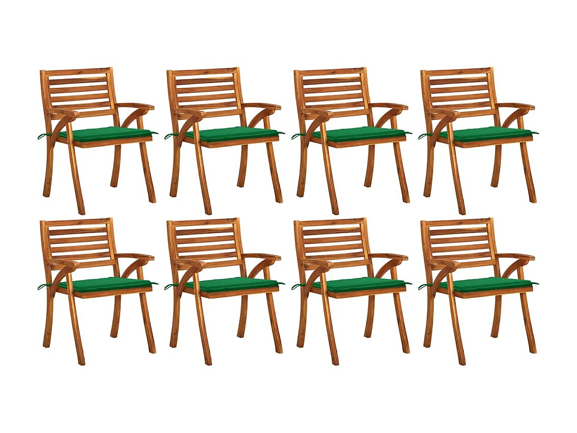 Chaises de jardin avec coussins 8 pcs Bois d'acacia solide 18