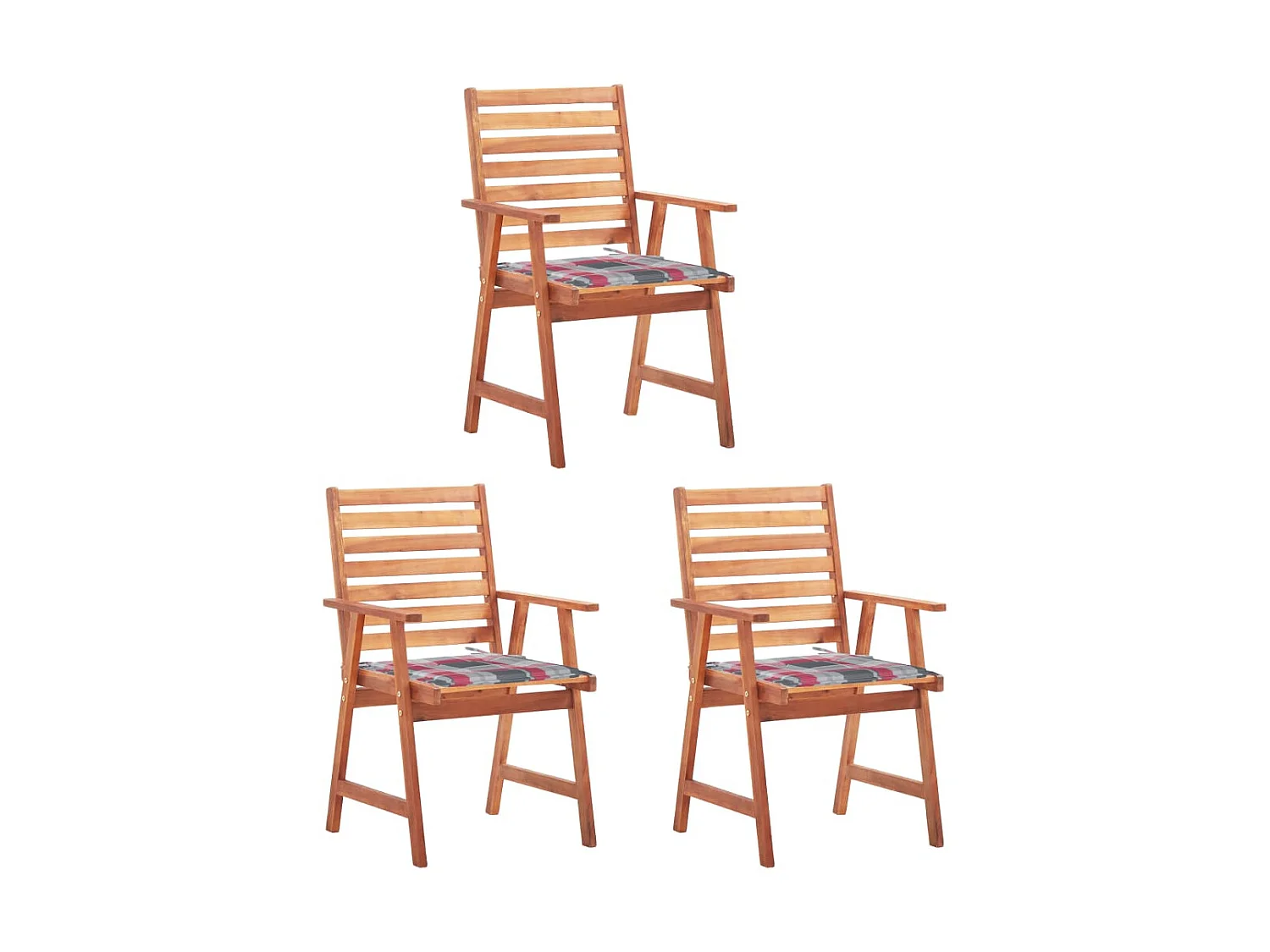 Chaises à dîner d'extérieur 3 pcs avec coussins Acacia massif 35