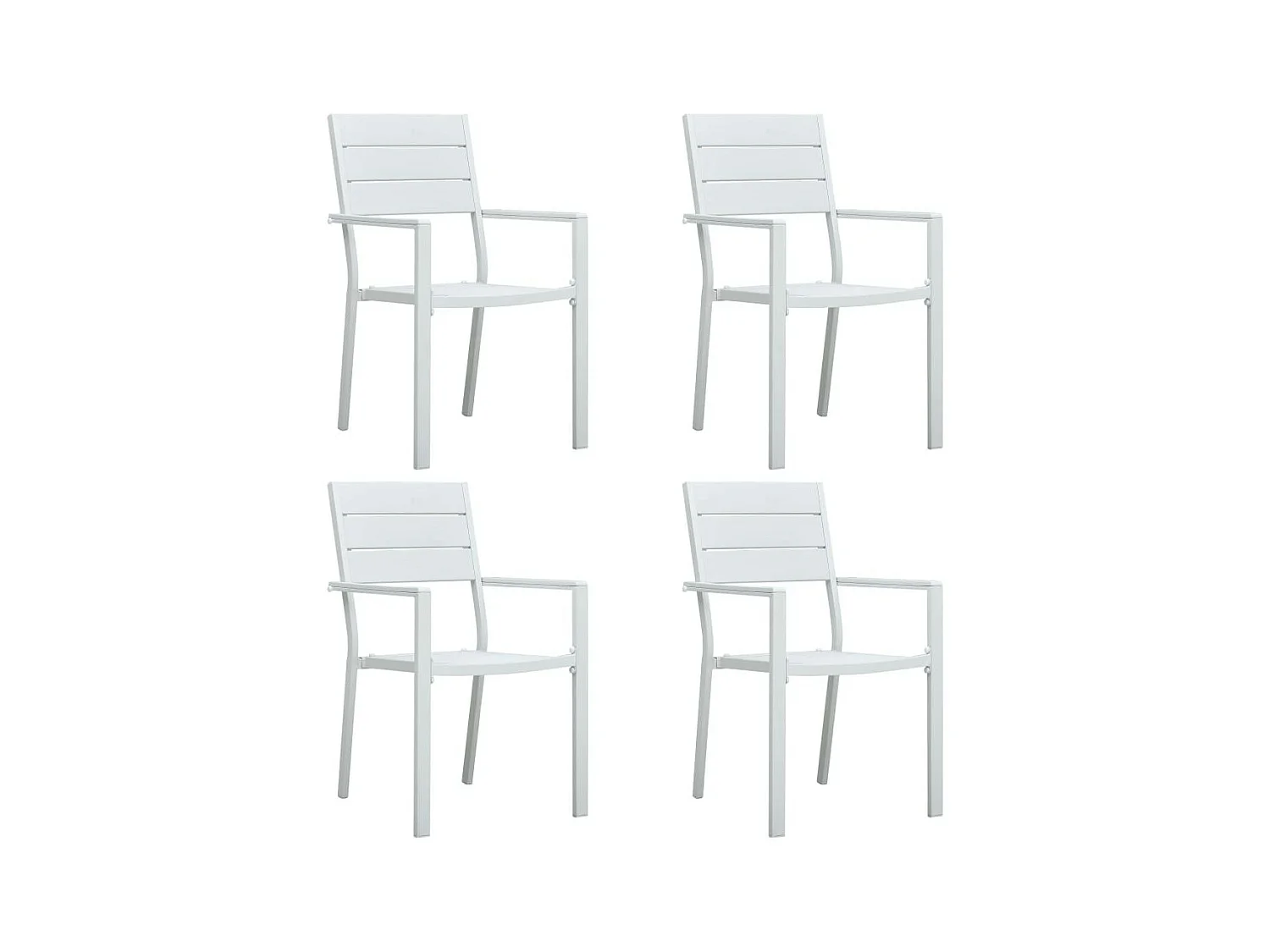 Chaises de jardin 4 pcs Blanc PEHD Aspect de bois