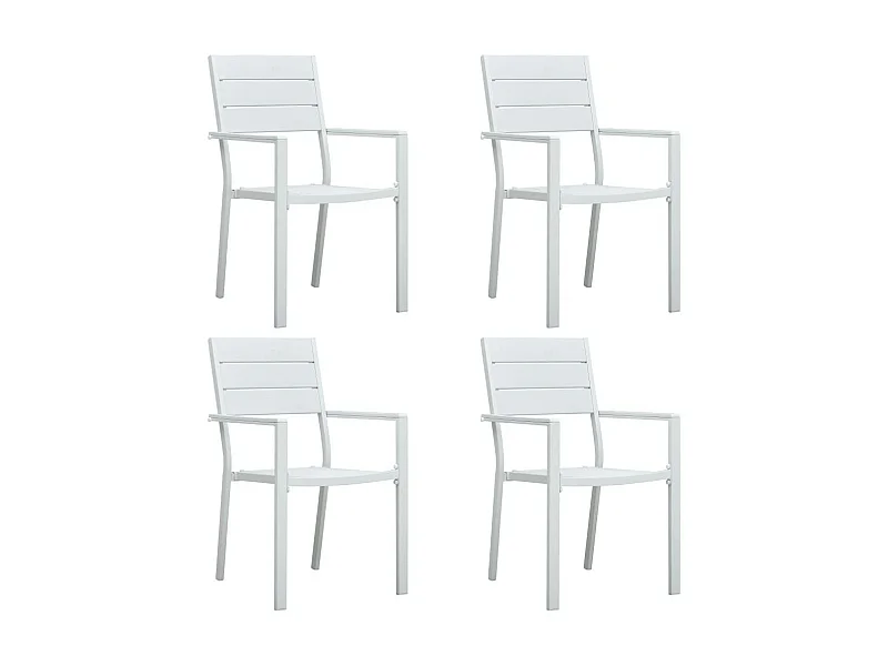 Chaises de jardin 4 pcs Blanc PEHD Aspect de bois
