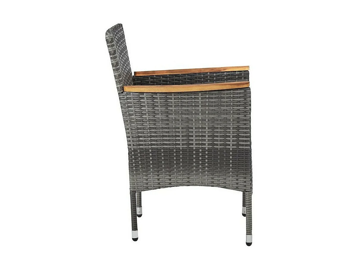 Chaise de jardin résine grise et acacia Fatis - Lot de 2