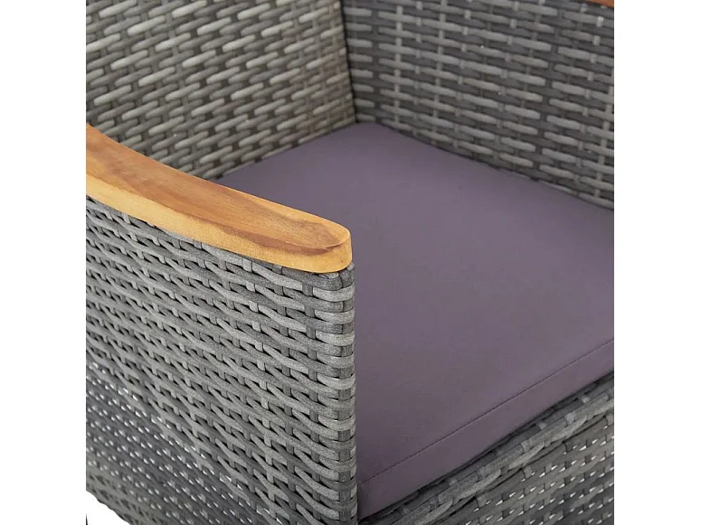 Chaise de jardin résine grise et acacia Fatis - Lot de 2