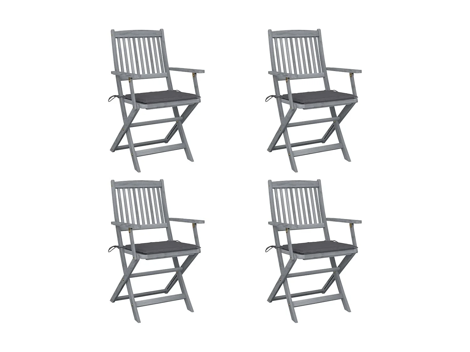 Chaises pliables d'extérieur 4 pcs avec coussins Bois d'acacia