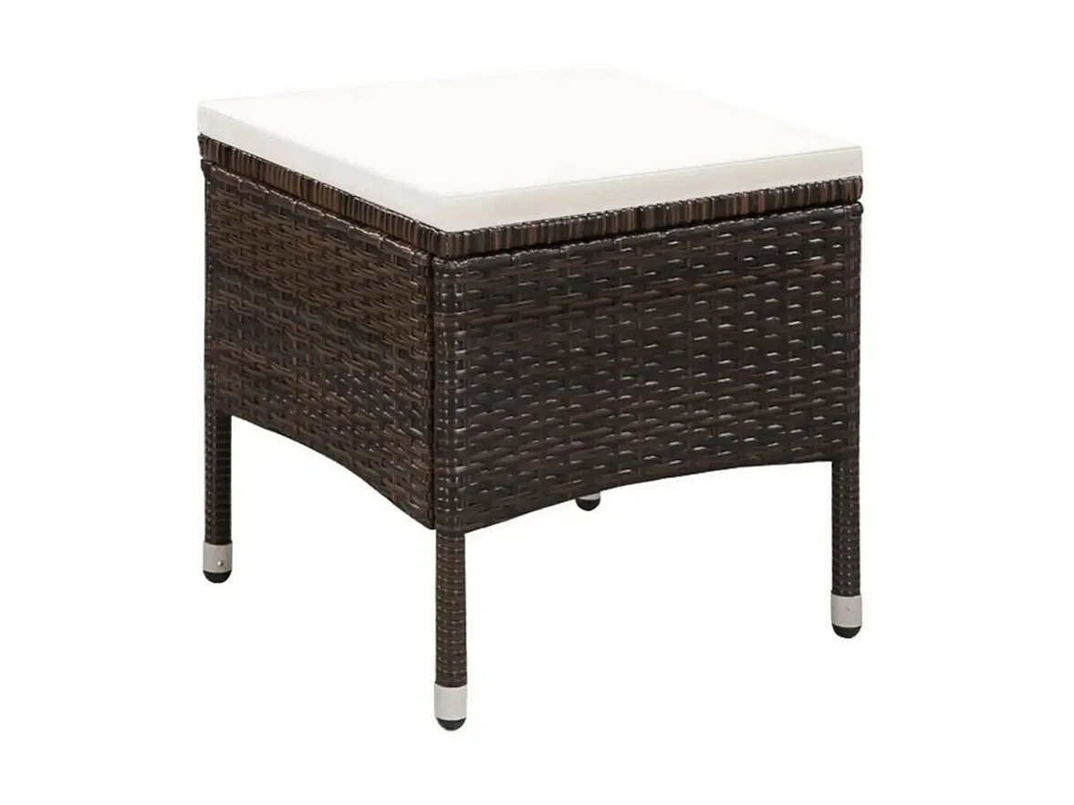 Chaise avec repose-pieds tissu blanc et résine marron Fatis