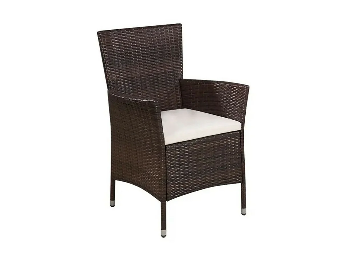 Chaise avec repose-pieds tissu blanc et résine marron Fatis