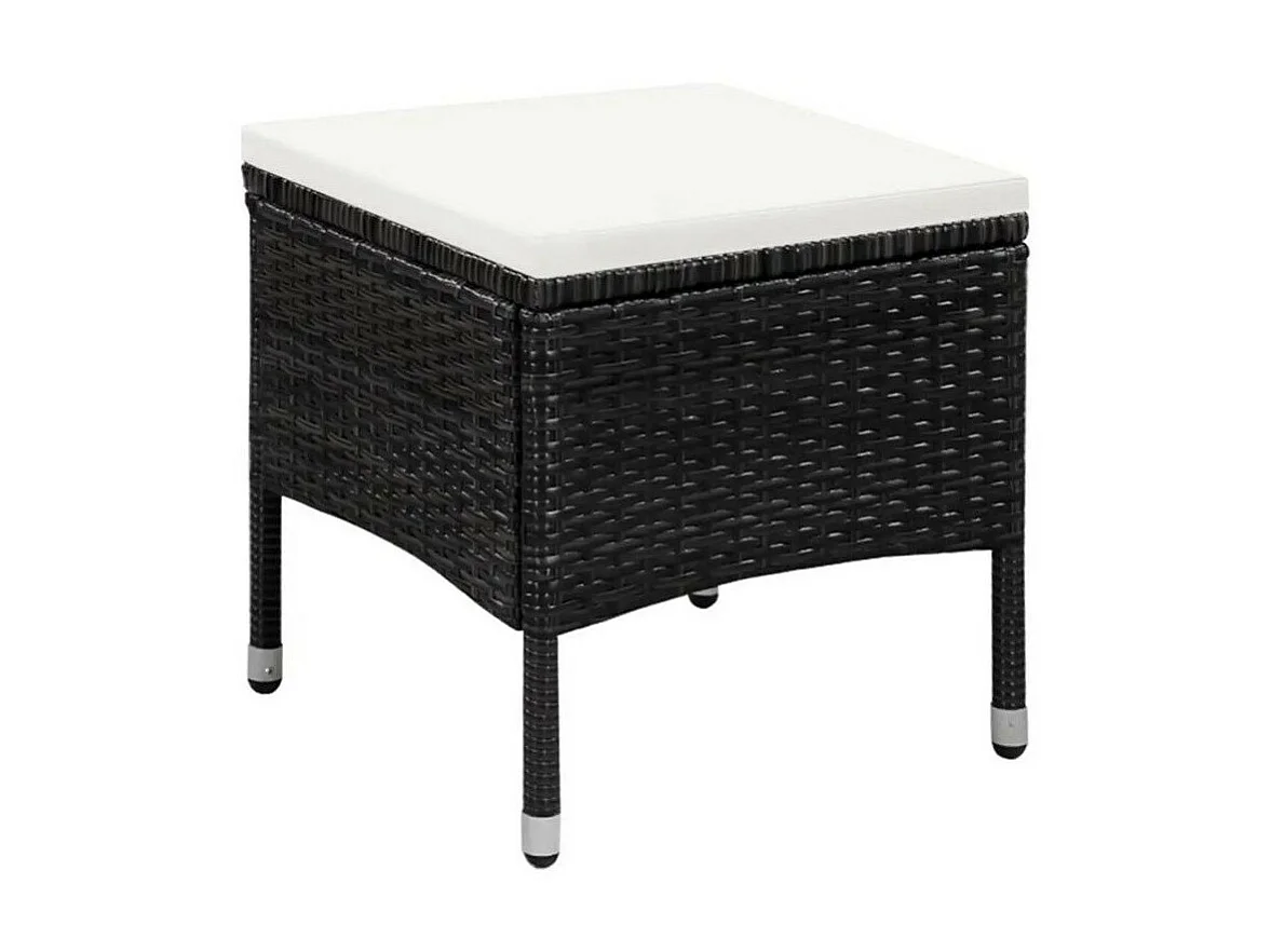 Chaise avec repose-pieds tissu blanc et résine noire Fatis