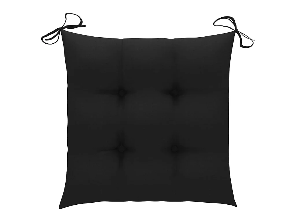 Chaises de jardin 6 pcs avec coussins noir Bois de teck solide