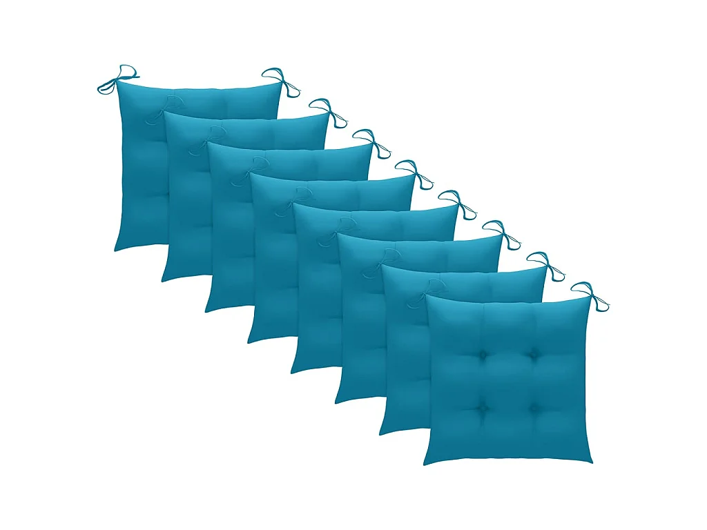 Chaises de jardin avec coussins bleu clair 8 pcs Teck massif