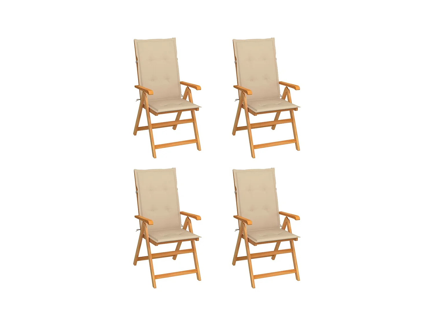 Chaises de jardin 4 pcs avec coussins beige Bois de teck massif