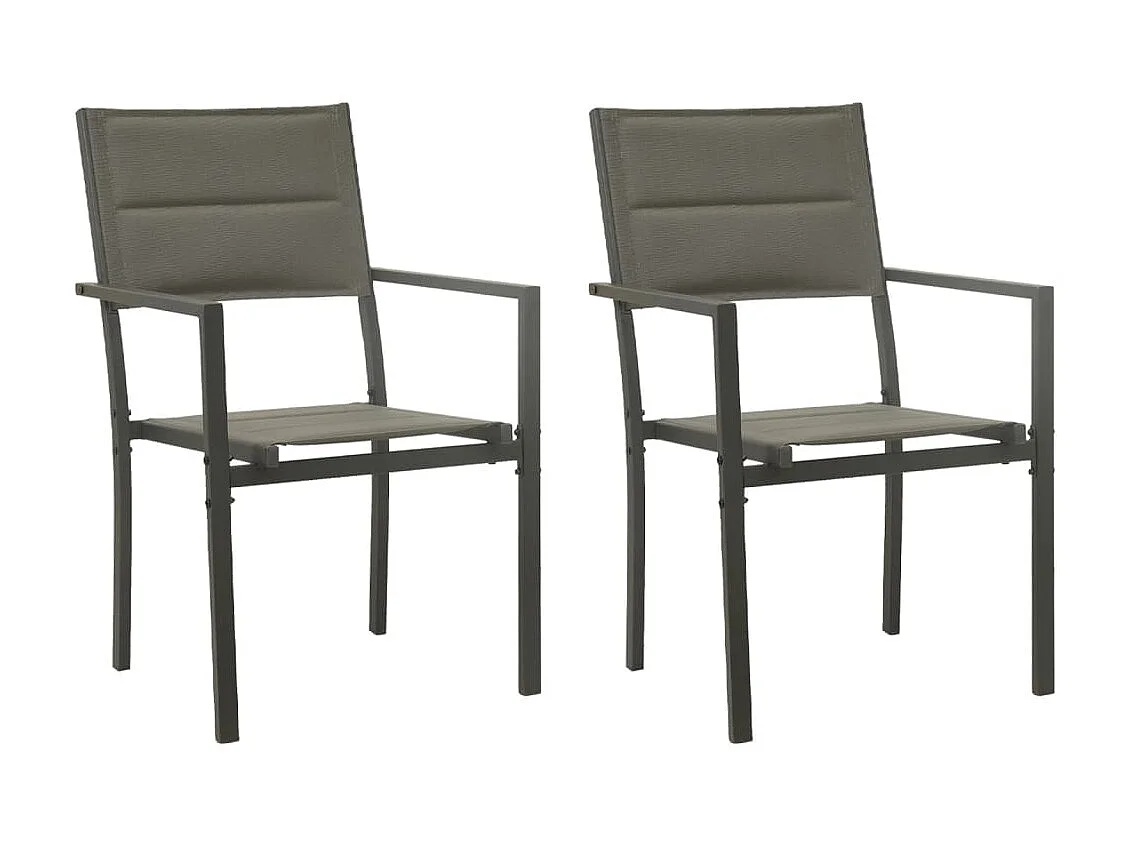 Chaises de jardin 2 pcs Textilène et acier Gris et anthracite