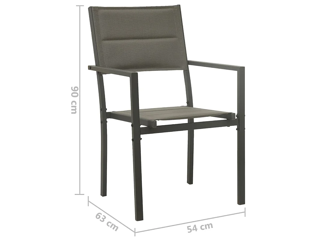 Chaises de jardin 2 pcs Textilène et acier Gris et anthracite