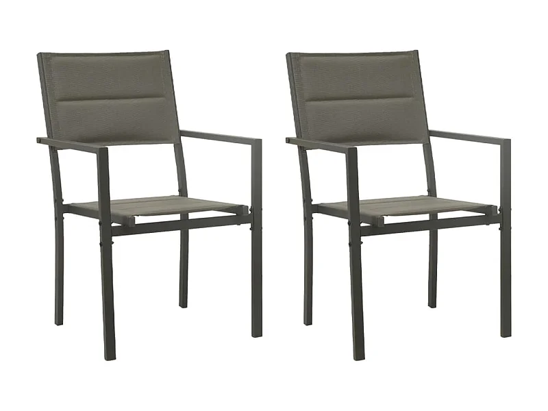 Chaises de jardin 2 pcs Textilène et acier Gris et anthracite