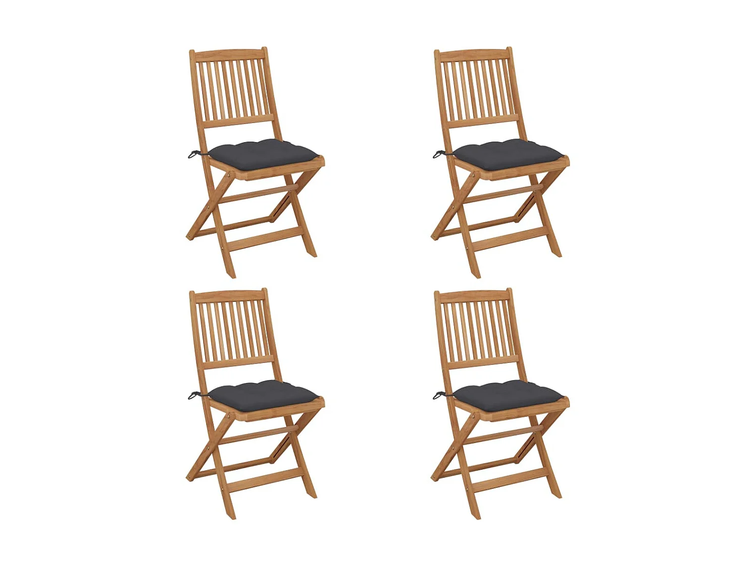 Chaises pliables de jardin 4 pcs avec coussins Bois d'acacia 33