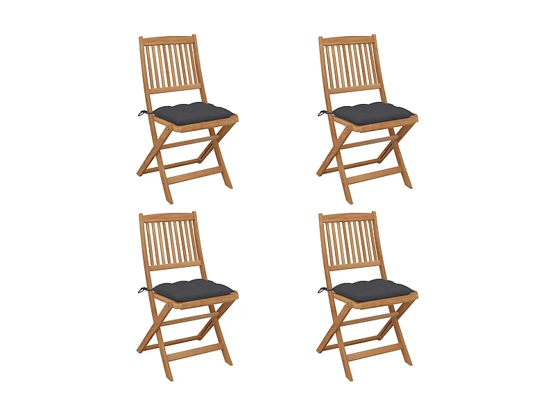 Chaises pliables de jardin 4 pcs avec coussins Bois d'acacia 33