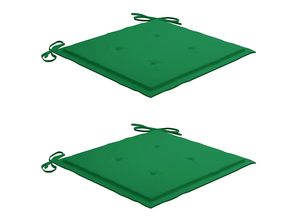 Chaises de jardin 2 pcs avec coussins vert Bois de teck massif 3