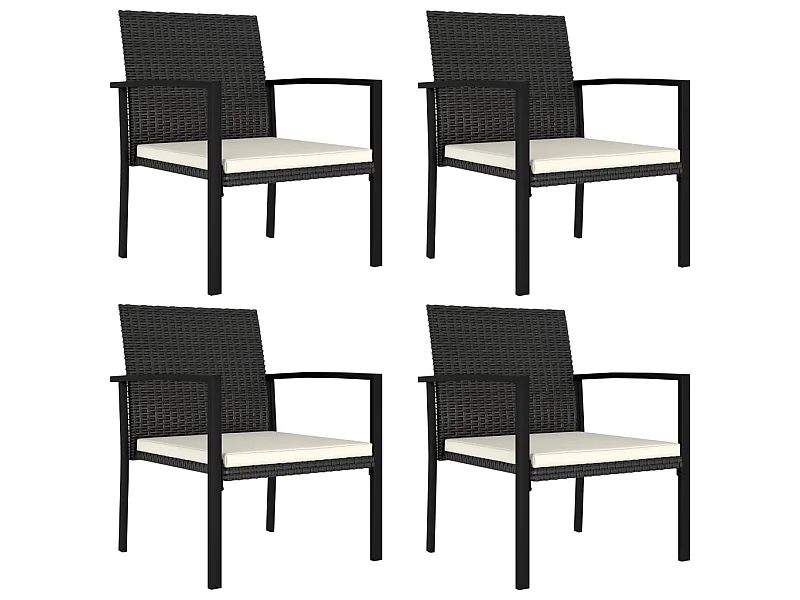 Chaises de salle à manger de jardin 4 pcs Résine tressée Noir 4