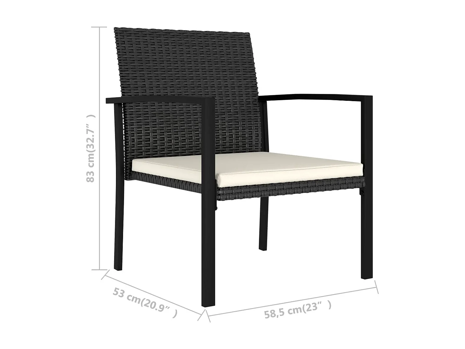 Chaises de salle à manger de jardin 4 pcs Résine tressée Noir 4