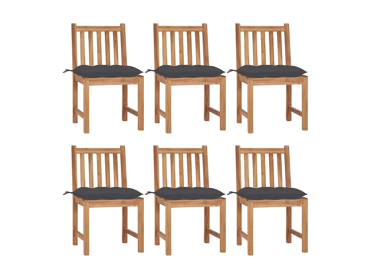 Chaises de jardin 6 pcs avec coussins Bois de teck massif 11