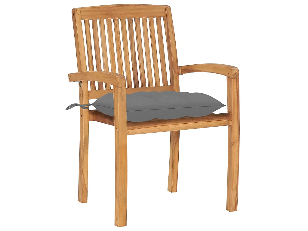 Chaises de jardin empilables avec coussins 6 pcs Teck solide 57