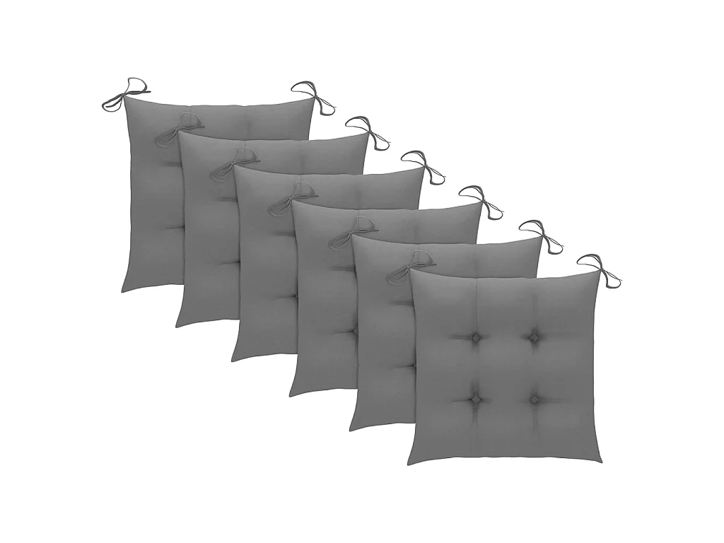 Chaises de jardin empilables avec coussins 6 pcs Teck solide 57